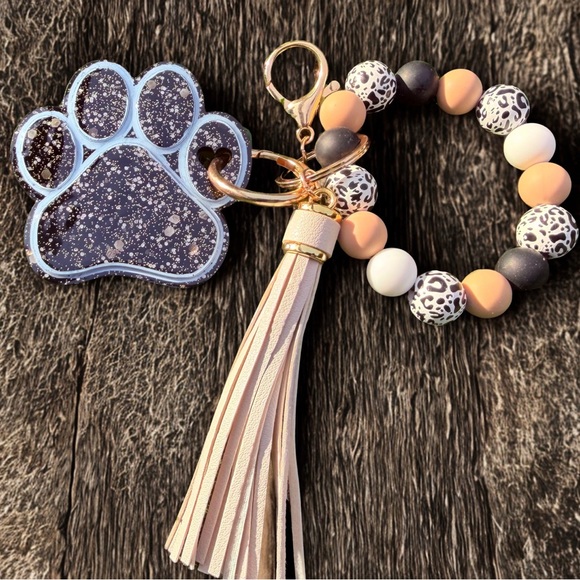 Handmade Accessories - Leopard Print Key & Card Holder with Tassel